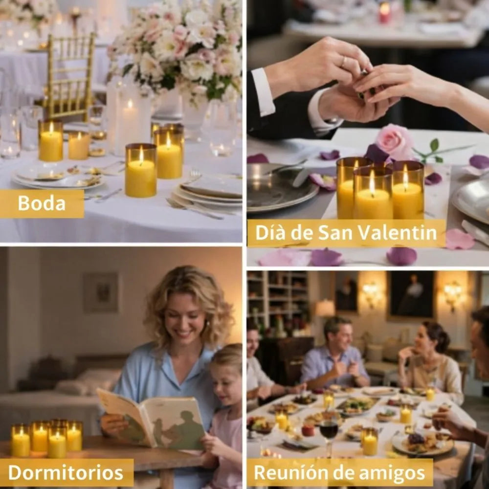 Velas LED Realistas sin Llama con Control Remoto (Pack x3)