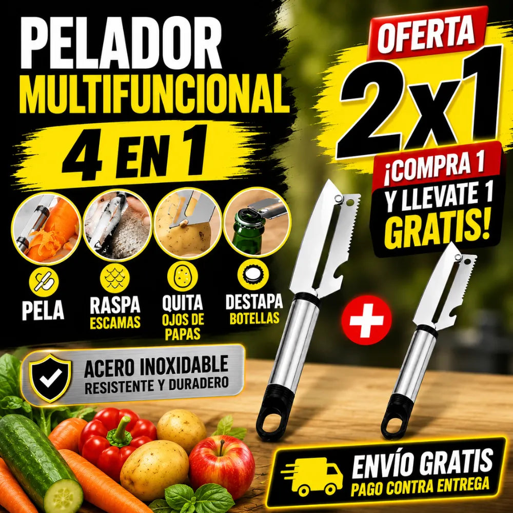 Pelador Multifuncional 4 en 1: El Pequeño Utensilio que Puede Hacer el Trabajo de Varios ¡Oferta 2x1!