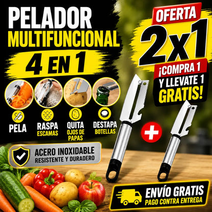 Pelador Multifuncional 4 en 1: El Pequeño Utensilio que Puede Hacer el Trabajo de Varios ¡Oferta 2x1!